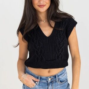 Z Supply black Cable Knit cropped sweater